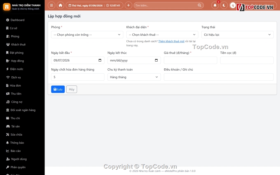 Source PHP,Quản lý nhà trọ,SQL